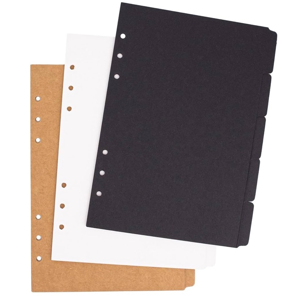 Framendino 3 Sets A5 Index Paper Binder Dividers 5 Sheets Set for 6 Holes Rings